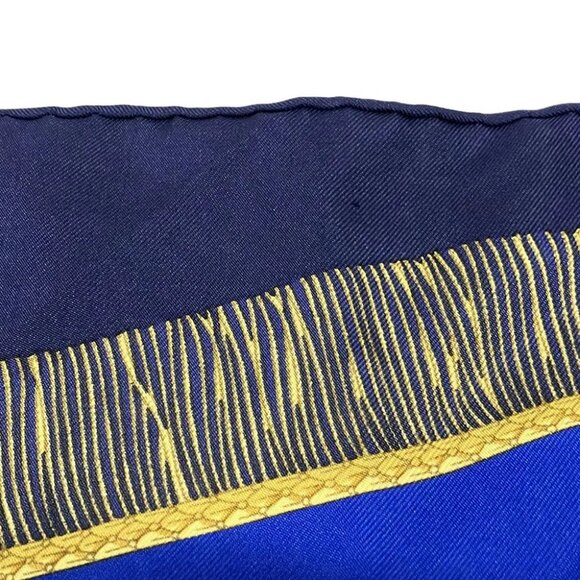 Auth HERMES Carre 90 - Blue Dark Navy Multi Scarf - Picture 6 of 7